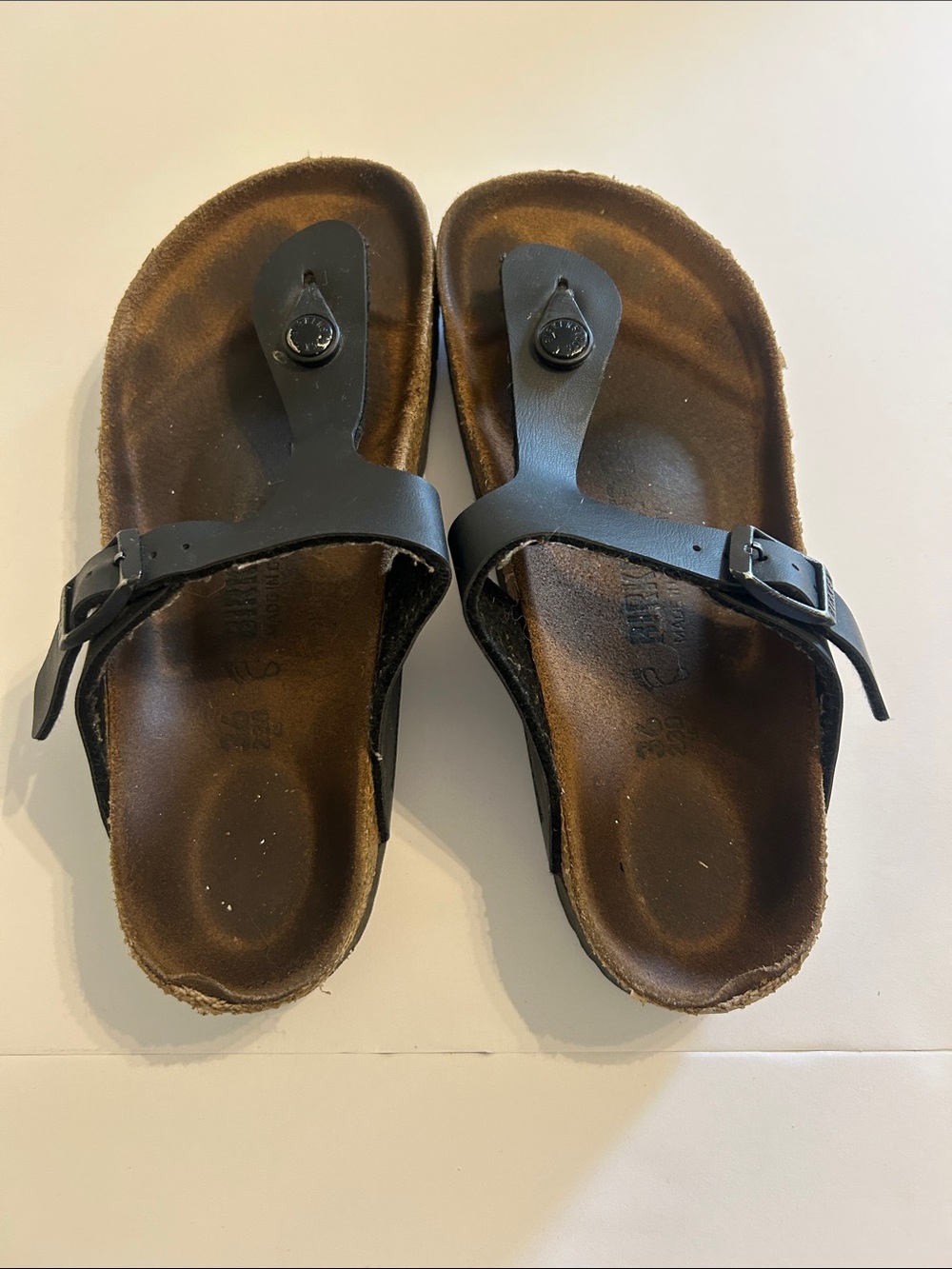 Birkenstock Black Brown Kids Thong Sandals